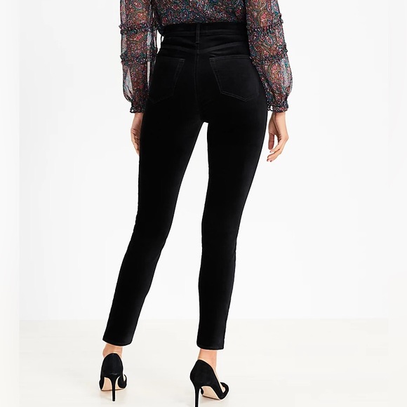 LOFT Black Velvet Skinny Pants - Picture 2 of 7